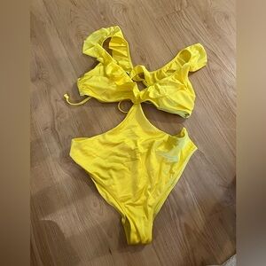 Yellow Cutout Swimsuit